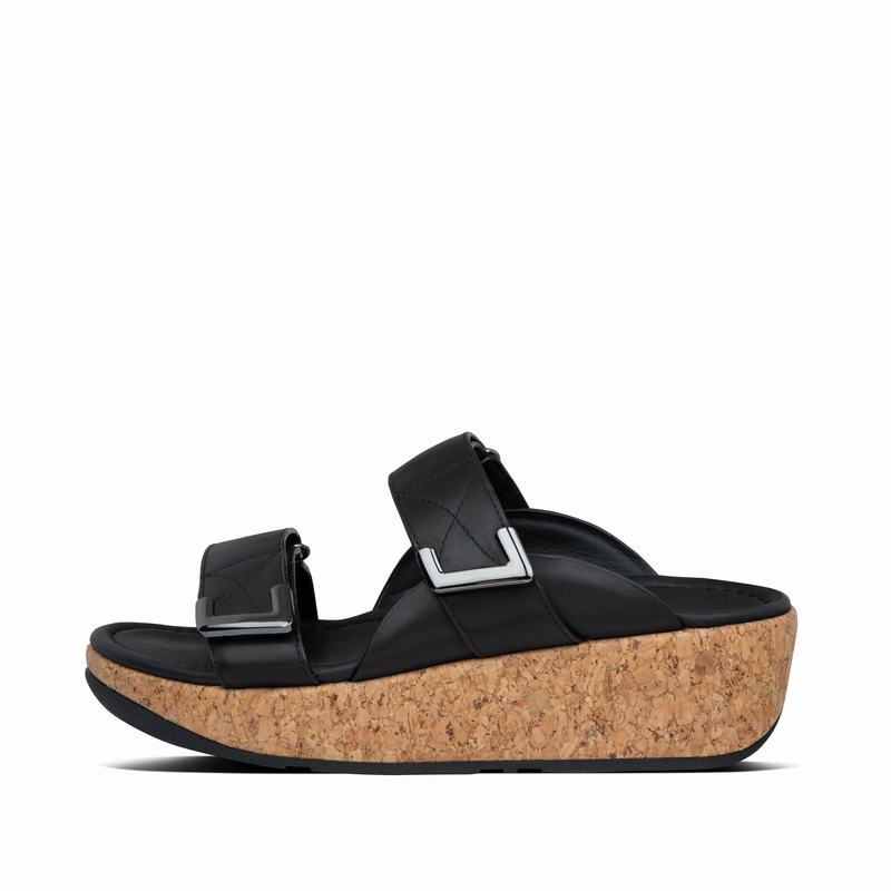 FitFlop Remi Leder Schwarz - FitFlop Pantoletten Damen Sale [LIQR-31207]